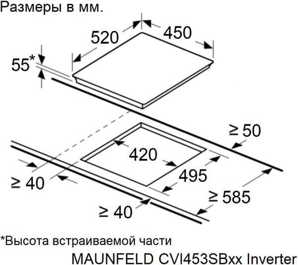 Изображение товара Индукционная варочная панель Maunfeld CVI453SBBG Inverter
