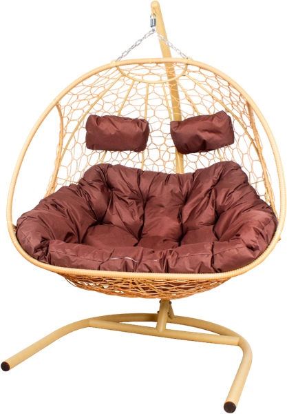 Изображение товара Кресло подвесное M-Group Добрыня / 11460505 (бежевый ротанг/коричневая подушка)
