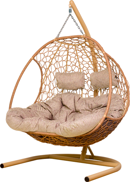 Изображение товара Кресло подвесное M-Group Добрыня / 11460512 (бежевый ротанг/лен подушка)