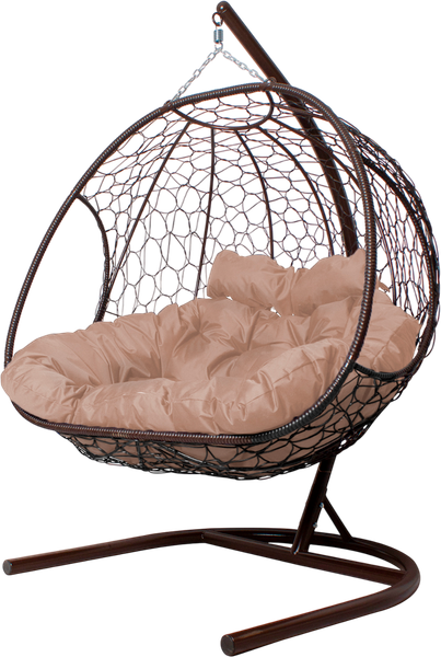 Изображение товара Кресло подвесное M-Group Добрыня / 11460201 (коричневый ротанг/бежевая подушка)