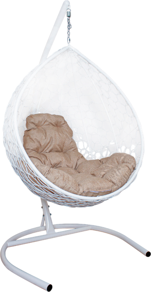 Изображение товара Кресло подвесное M-Group Капля Home / 11830101 (белый ротанг/лен подушка)
