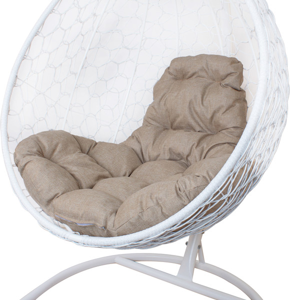 Изображение товара Кресло подвесное M-Group Капля Home / 11830101 (белый ротанг/лен подушка)