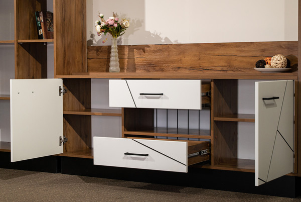 Изображение товара Тумба Олмеко Гамма 54.04 ТВ (таксония/черный/ПВХ белый)