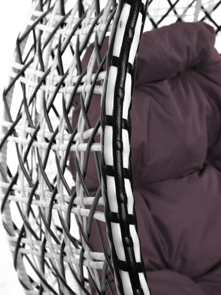 Изображение товара Кресло подвесное M-Group Капля Люкс / 11034602 (белый/черный ротанг/бордовая подушка)