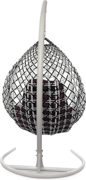 Изображение товара Кресло подвесное M-Group Капля Люкс / 11034602 (белый/черный ротанг/бордовая подушка)