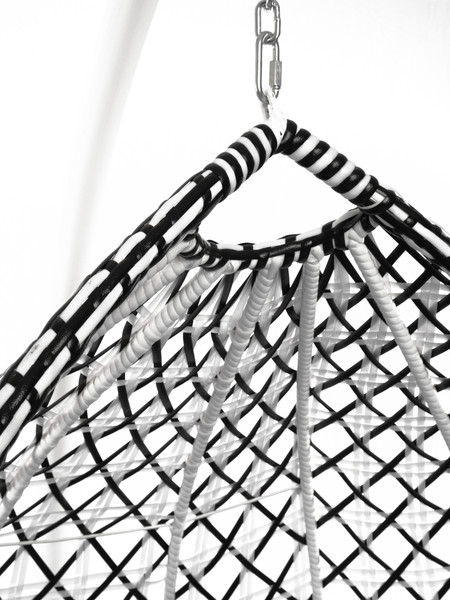 Изображение товара Кресло подвесное M-Group Капля Люкс / 11034602 (белый/черный ротанг/бордовая подушка)