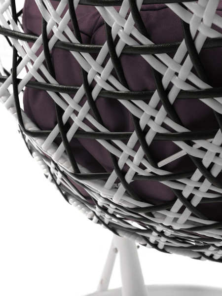 Изображение товара Кресло подвесное M-Group Капля Люкс / 11034602 (белый/черный ротанг/бордовая подушка)