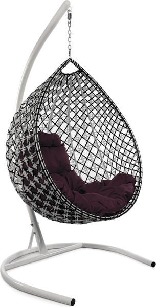 Изображение товара Кресло подвесное M-Group Капля Люкс / 11034602 (белый/черный ротанг/бордовая подушка)