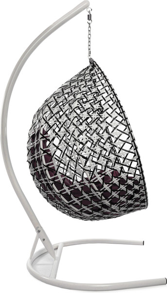 Изображение товара Кресло подвесное M-Group Капля Люкс / 11034602 (белый/черный ротанг/бордовая подушка)