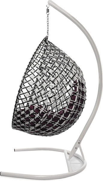 Изображение товара Кресло подвесное M-Group Капля Люкс / 11034602 (белый/черный ротанг/бордовая подушка)