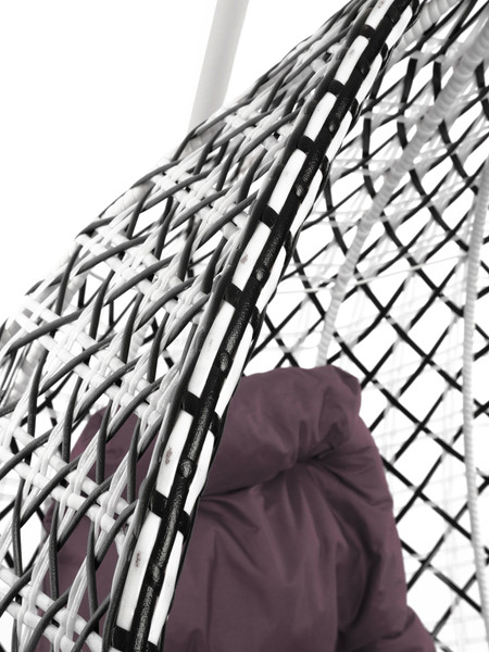 Изображение товара Кресло подвесное M-Group Капля Люкс / 11034602 (белый/черный ротанг/бордовая подушка)