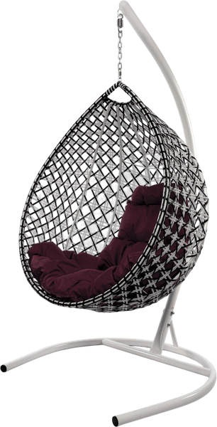Изображение товара Кресло подвесное M-Group Капля Люкс / 11034602 (белый/черный ротанг/бордовая подушка)