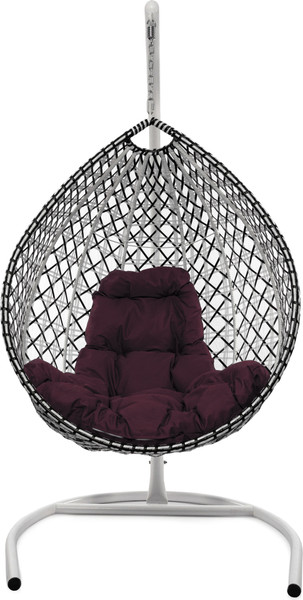 Изображение товара Кресло подвесное M-Group Капля Люкс / 11034602 (белый/черный ротанг/бордовая подушка)