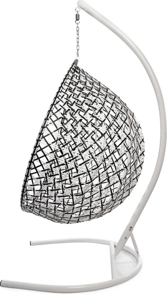 Изображение товара Кресло подвесное M-Group Капля Люкс / 11034602 (белый/черный ротанг/бордовая подушка)