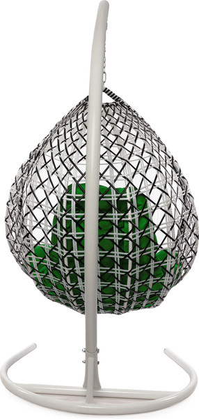 Изображение товара Кресло подвесное M-Group Капля Люкс / 11034604 (белый/черный ротанг/зеленая подушка)