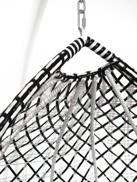 Изображение товара Кресло подвесное M-Group Капля Люкс / 11034604 (белый/черный ротанг/зеленая подушка)