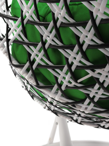 Изображение товара Кресло подвесное M-Group Капля Люкс / 11034604 (белый/черный ротанг/зеленая подушка)