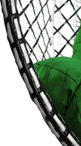 Изображение товара Кресло подвесное M-Group Капля Люкс / 11034604 (белый/черный ротанг/зеленая подушка)