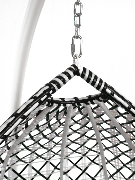 Изображение товара Кресло подвесное M-Group Капля Люкс / 11034604 (белый/черный ротанг/зеленая подушка)