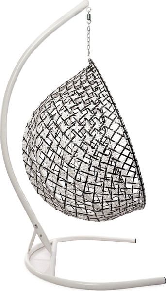 Изображение товара Кресло подвесное M-Group Капля Люкс / 11034604 (белый/черный ротанг/зеленая подушка)