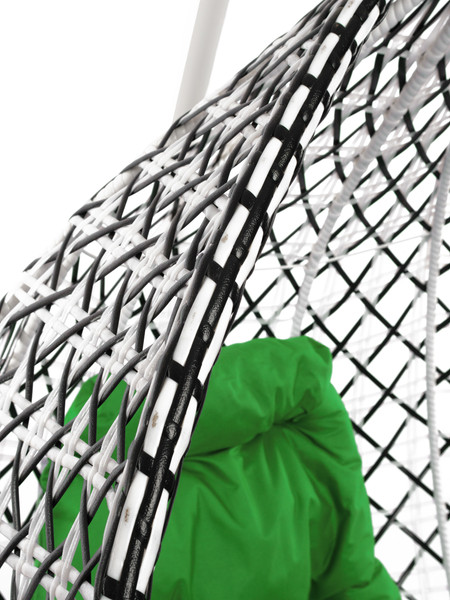 Изображение товара Кресло подвесное M-Group Капля Люкс / 11034604 (белый/черный ротанг/зеленая подушка)