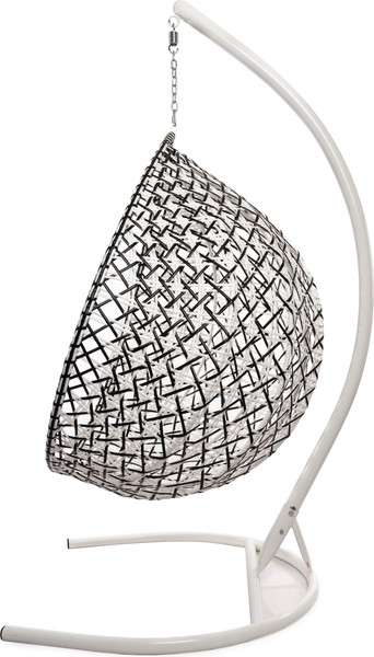 Изображение товара Кресло подвесное M-Group Капля Люкс / 11034604 (белый/черный ротанг/зеленая подушка)