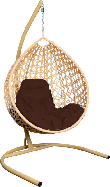Изображение товара Кресло подвесное M-Group Капля Люкс / 11030505 (бежевый ротанг/коричневая подушка)