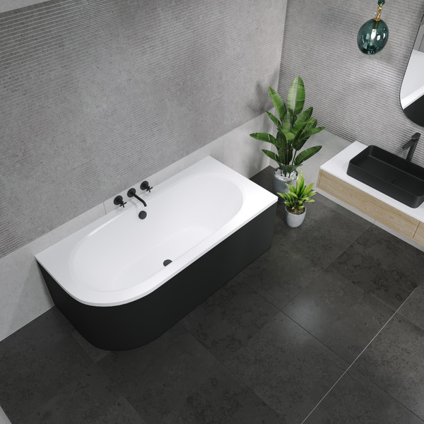 Изображение товара Ванна акриловая Lauter Bliss 150 P / 21201052P (с ножками/черный подголовн./черный лицевой экран)