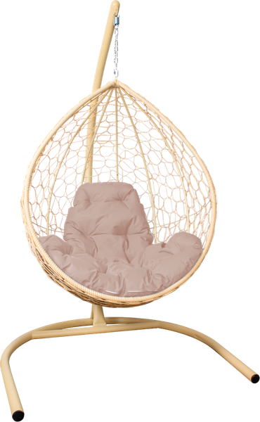 Изображение товара Кресло подвесное M-Group Капля / 11020501 (бежевый ротанг/бежевая подушка)