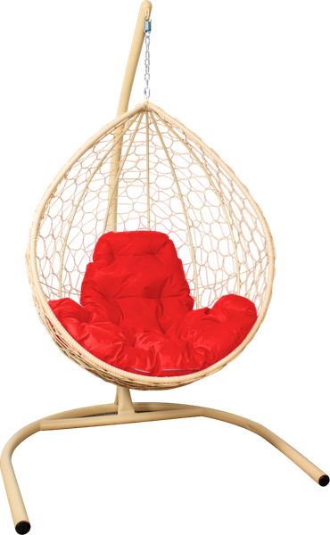 Изображение товара Кресло подвесное M-Group Капля / 11020506 (бежевый ротанг/красная подушка)