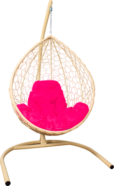 Изображение товара Кресло подвесное M-Group Капля / 11020508 (бежевый ротанг/розовая подушка)
