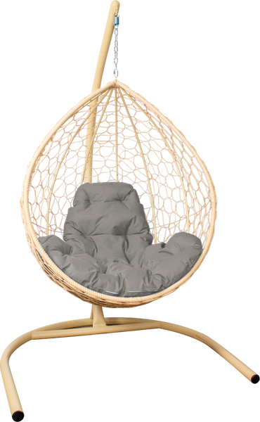 Изображение товара Кресло подвесное M-Group Капля / 11020509 (бежевый ротанг/серая подушка)