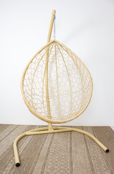 Изображение товара Кресло подвесное M-Group Капля / 11020509 (бежевый ротанг/серая подушка)