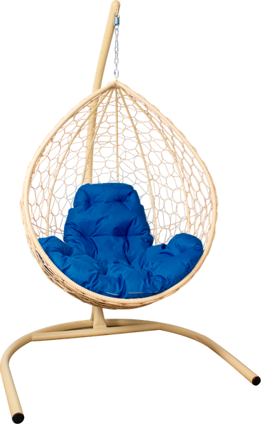 Изображение товара Кресло подвесное M-Group Капля / 11020510 (бежевый ротанг/синяя подушка)