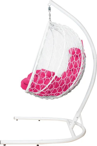 Изображение товара Кресло подвесное M-Group Капля складное / 11500108 (белый ротанг/розовая подушка)