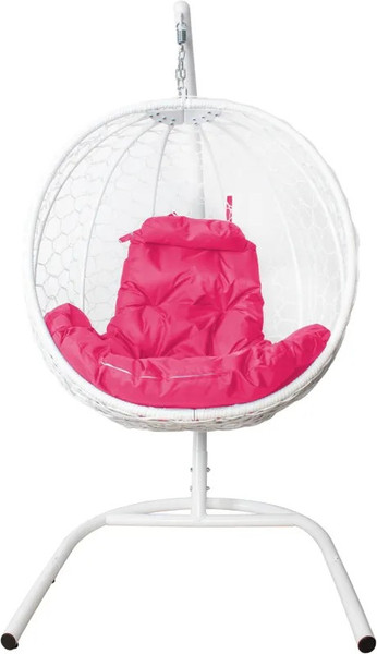 Изображение товара Кресло подвесное M-Group Капля складное / 11500108 (белый ротанг/розовая подушка)