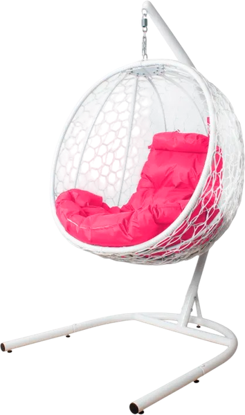 Изображение товара Кресло подвесное M-Group Капля складное / 11500108 (белый ротанг/розовая подушка)