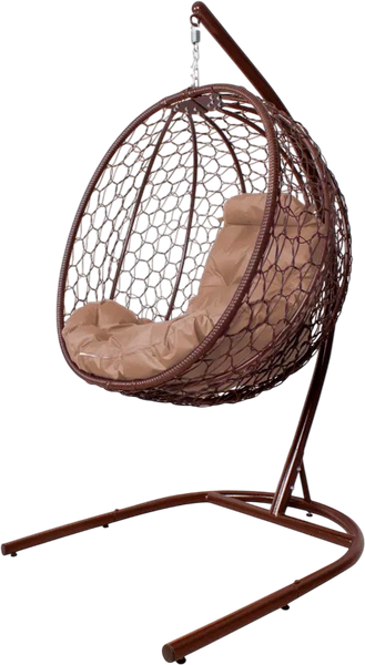 Изображение товара Кресло подвесное M-Group Капля складное / 11500201 (коричневый ротанг/бежевая подушка)