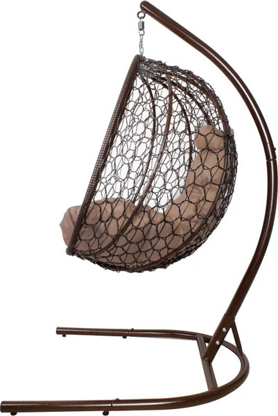 Изображение товара Кресло подвесное M-Group Капля складное / 11500201 (коричневый ротанг/бежевая подушка)