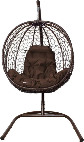 Изображение товара Кресло подвесное M-Group Капля складное / 11500205 (коричневый ротанг/коричневая подушка)