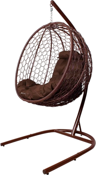 Изображение товара Кресло подвесное M-Group Капля складное / 11500205 (коричневый ротанг/коричневая подушка)
