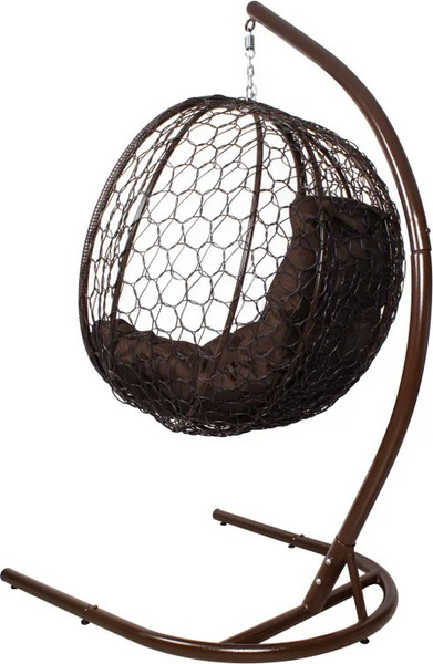 Изображение товара Кресло подвесное M-Group Капля складное / 11500205 (коричневый ротанг/коричневая подушка)