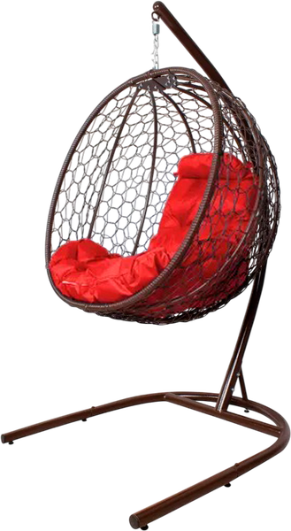 Изображение товара Кресло подвесное M-Group Капля складное / 11500206 (коричневый ротанг/красная подушка)