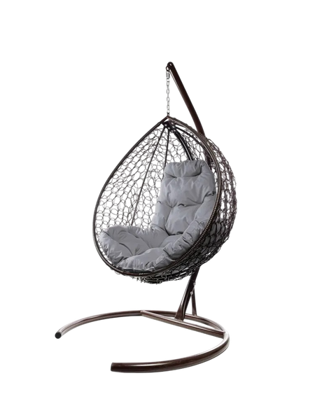 Изображение товара Кресло подвесное M-Group Капля складное / 11500209 (коричневый ротанг/серая подушка)