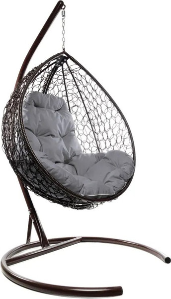 Изображение товара Кресло подвесное M-Group Капля складное / 11500209 (коричневый ротанг/серая подушка)
