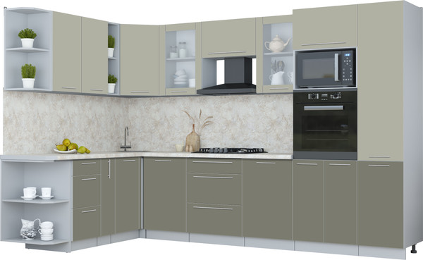 Изображение товара Кухонный гарнитур Интерлиния Мила Пластик 1.88x3.2 LV (латте/кварцевый/опал светлый)