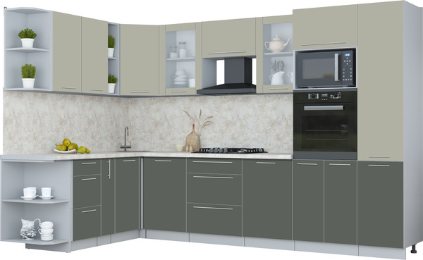 Изображение товара Кухонный гарнитур Интерлиния Мила Пластик 1.88x3.2 LV (латте/шторм/опал светлый)