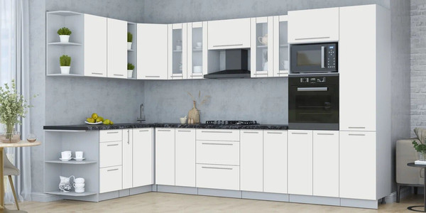 Изображение товара Кухонный гарнитур Интерлиния Мила Пластик 1.88x3.4 LV (зефирный/зефирный/кастилло темный)