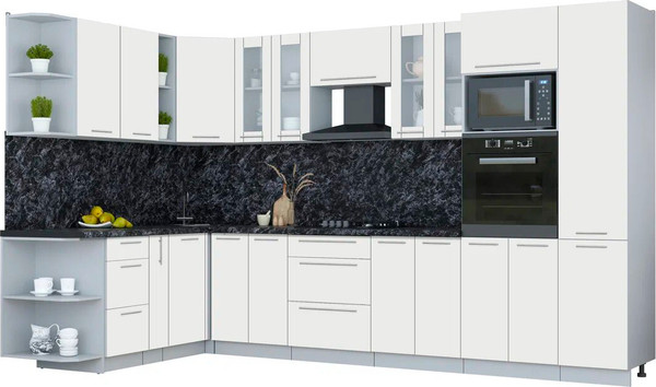 Изображение товара Кухонный гарнитур Интерлиния Мила Пластик 1.88x3.4 LV (зефирный/зефирный/кастилло темный)