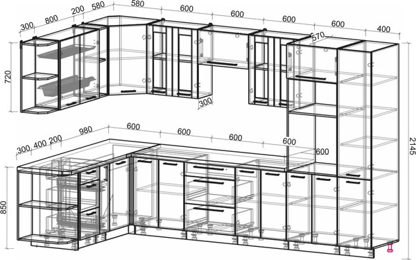 Изображение товара Кухонный гарнитур Интерлиния Мила Пластик 1.88x3.4 LV (кварцевый/шторм/травертин серый)